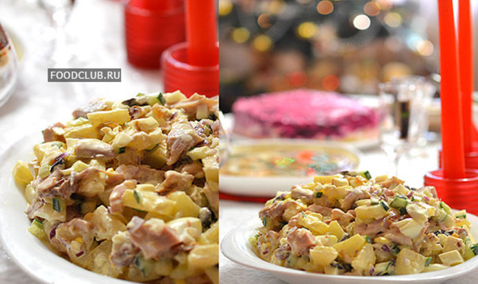 Куриный салат с ананасами