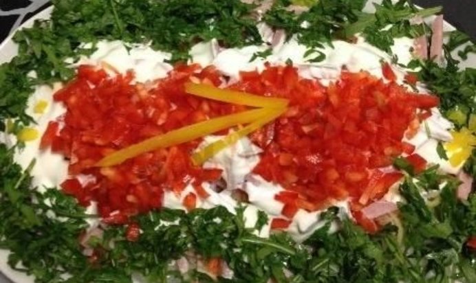 Салат овощной тандем Влюбленные сердца