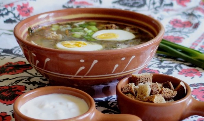 Щи весенние с рисом и щавелем