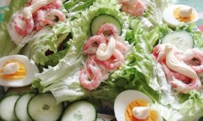 Большой бутерброд с креветками Завтрак морского царя