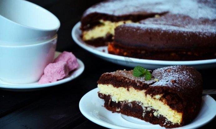 Шоколадно-творожный пирог Баунти
