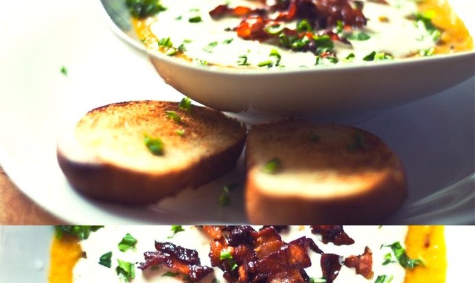 Крем-суп из тыквы со сливками и беконом