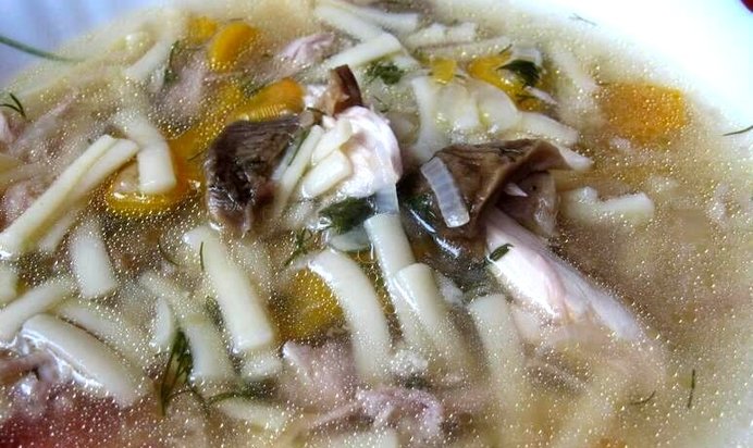 Суп из белых грибов на курином бульоне