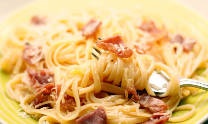 Спагетти карбонара с пармской ветчиной