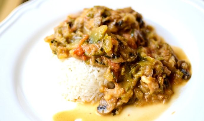 Тушеные овощи с сыром