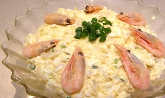 Нежный салат с кальмарами