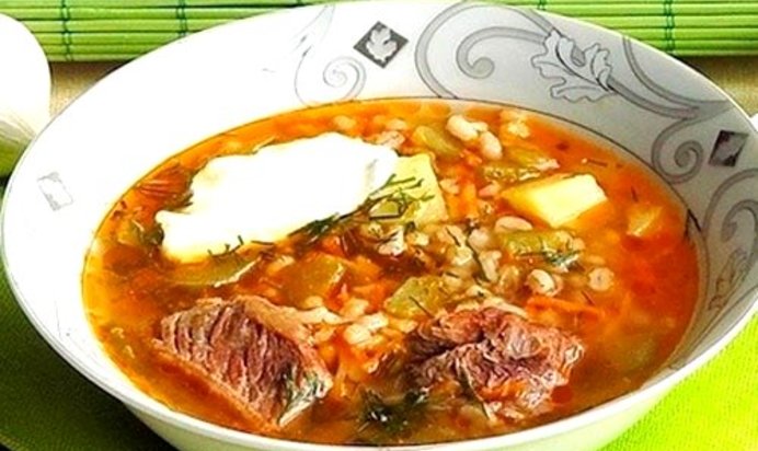 Рассольник с перловкой