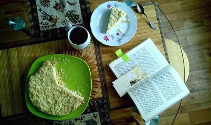 Творожно-лимонный насыпной пирог с бананом