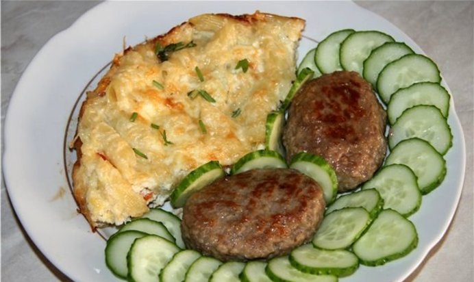 Яичница с макаронами