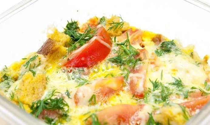 омлет с сыром и помидорами в микроволновке аля Киш