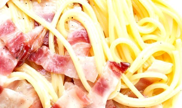 Спагетти карбонара с копченой корейкой