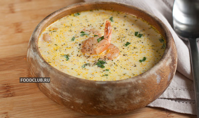 Сырный суп с креветками