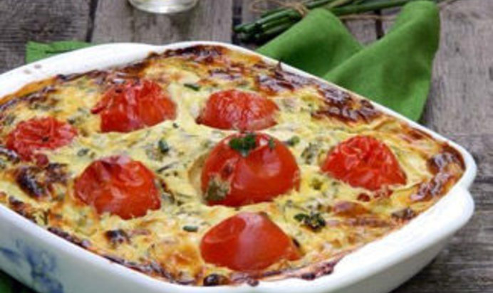 Kolokithopita, греческий пирог с фетой и кабачком на основе из риса