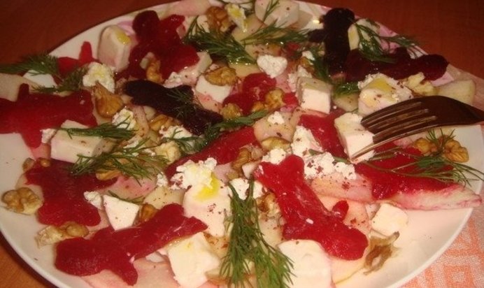 Винегрет с фасолью и грибами