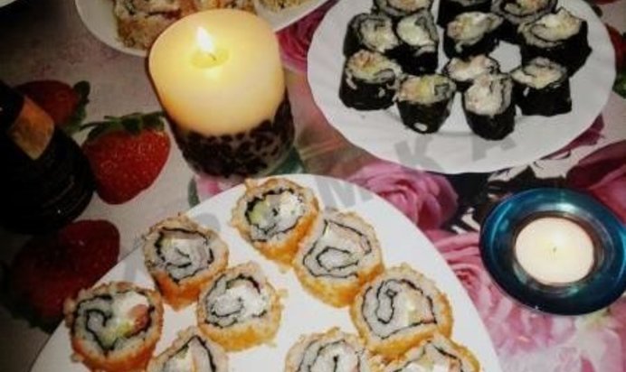Суши Golden Masago Maki, Sesame Tomago maki, Tomago Еbi maki
