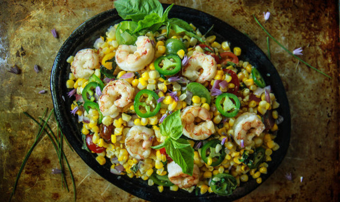 Салат из кукурузы с креветками