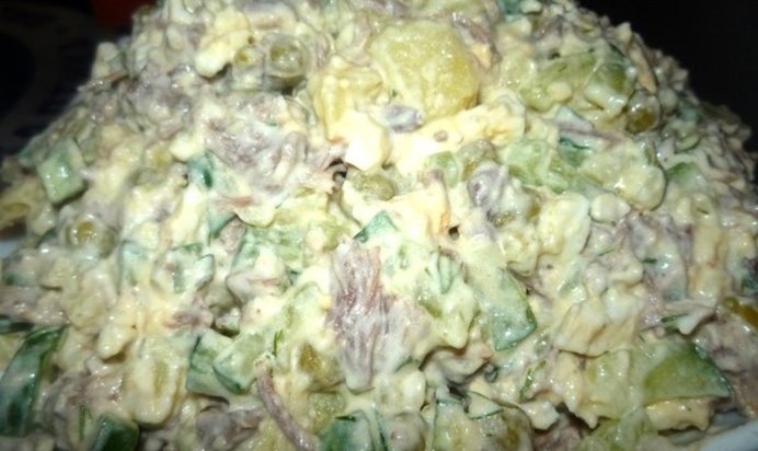 Мясной салат с говядиной