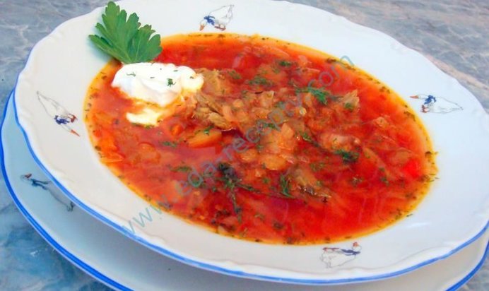 Украинский борщ со сметаной по Похлебкину