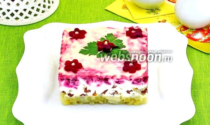 Салат слоёный из свёклы с говядиной