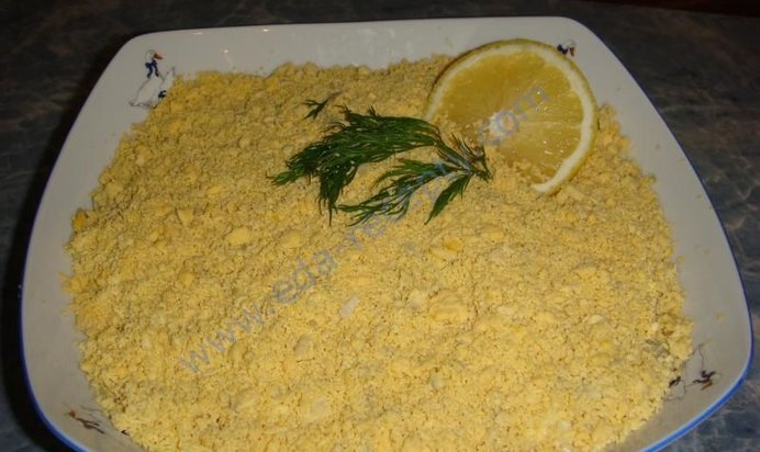 Салат Мимоза с сардиной и сыром