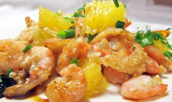 Салат Креветки с апельсинами