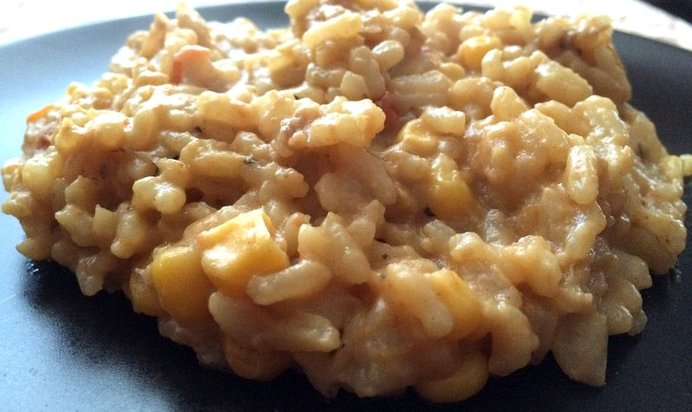 Ризотто с красным вином и кукурузой