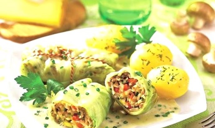 Голубцы с грибами и рисом