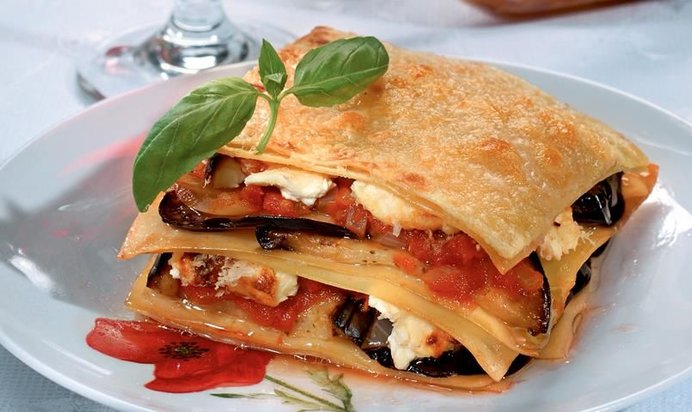 Лазанья с рикоттой и баклажанами