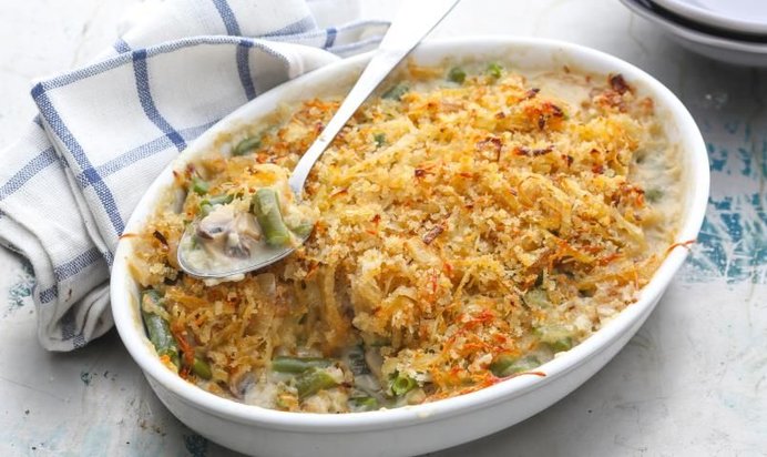 Запеканка из зеленой фасоли с грибами