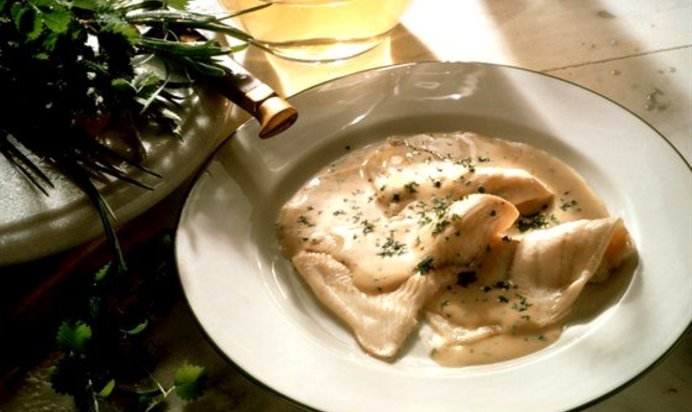 Филе морского языка с соусом бешамель а‑ля гратен