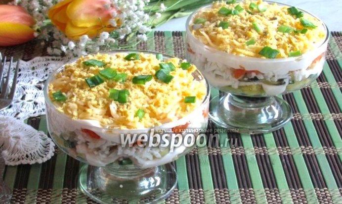 Салат из печени трески