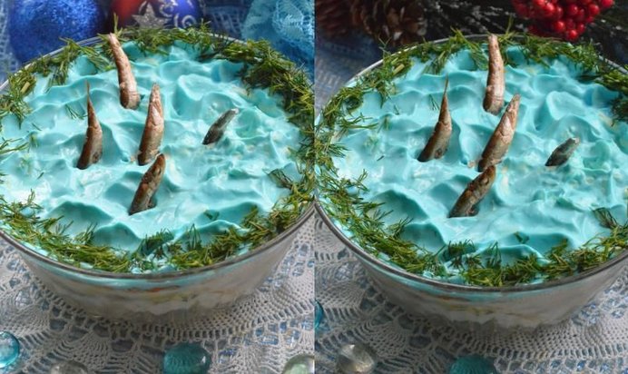 Салат Рыбки в пруду