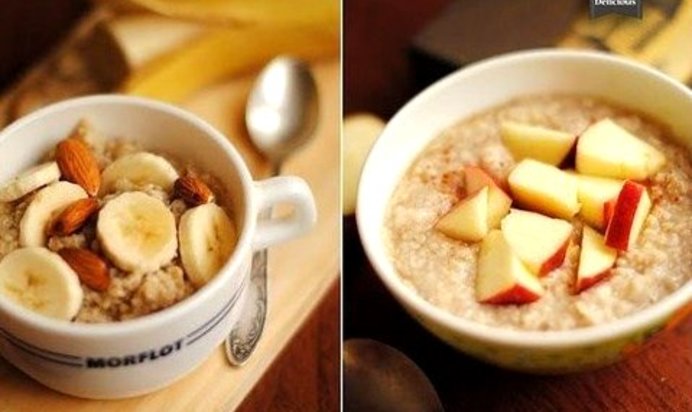 Овсянка на воде с яблоками