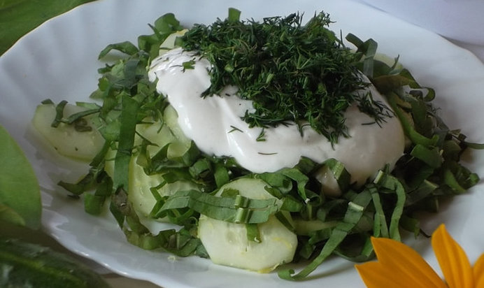 Салат с щавелем и яйцом и огурцом рецепт с фото