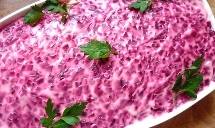 Селедка под шубой со сметаной