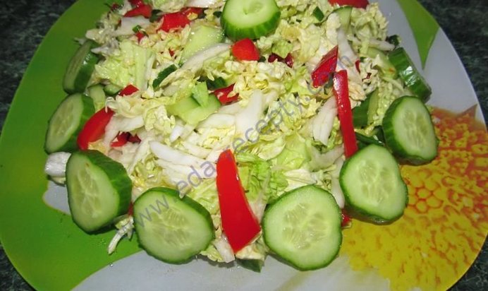 Овощной салат пекинская капуста огурец