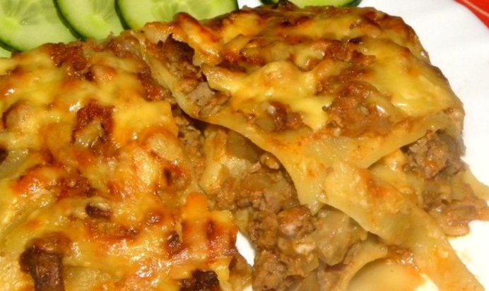 Лазанья с мясом и грибами