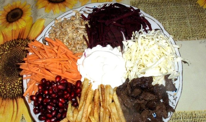 Салат Онежский с ветчиной