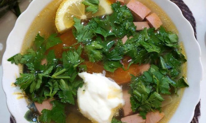 Солянка с копченой курицей