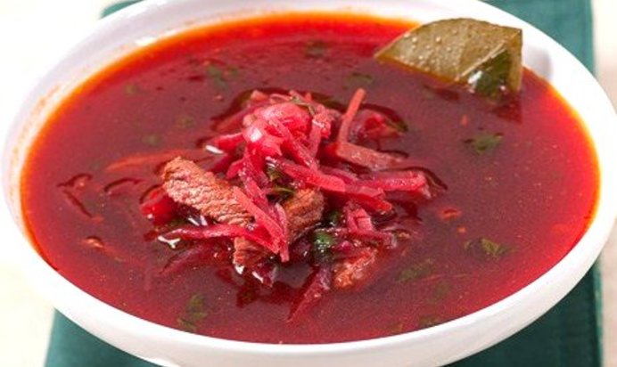 Борщ с чесноком и зеленью