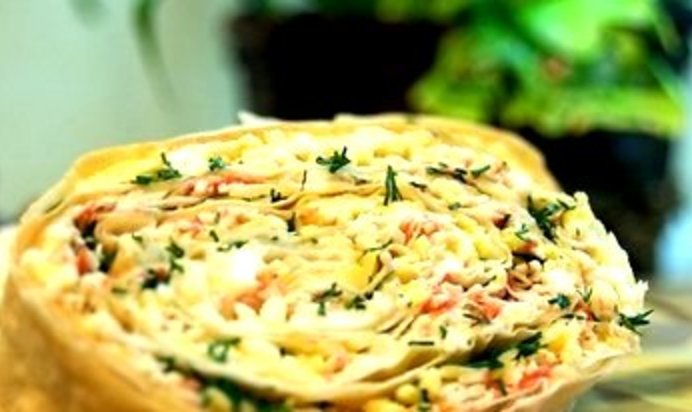 Салат Мимоза в лаваше