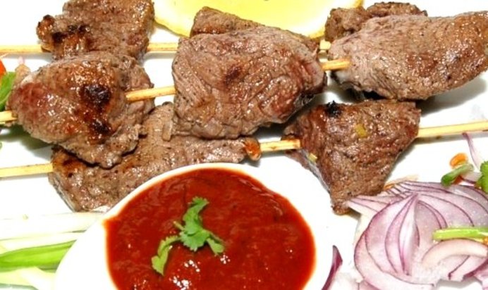 Шашлык на сковороде из говядины