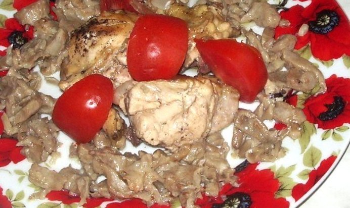 Цыпленок с имбирем и грибами