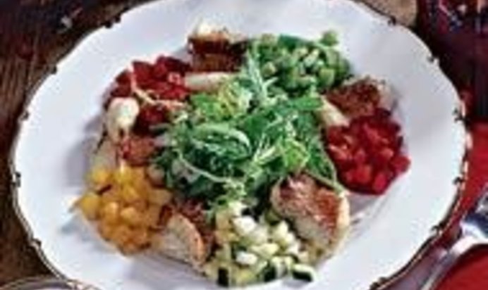 Барабулька с соусом гаспачо