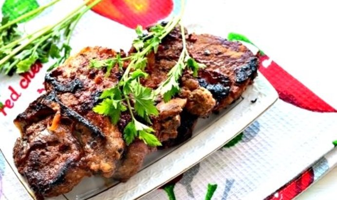 Шашлык из телятины на сковороде