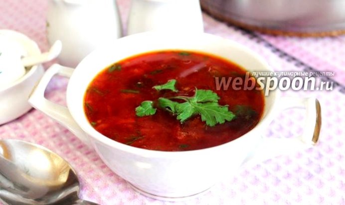 Борщ с потрошками и стручковой фасолью