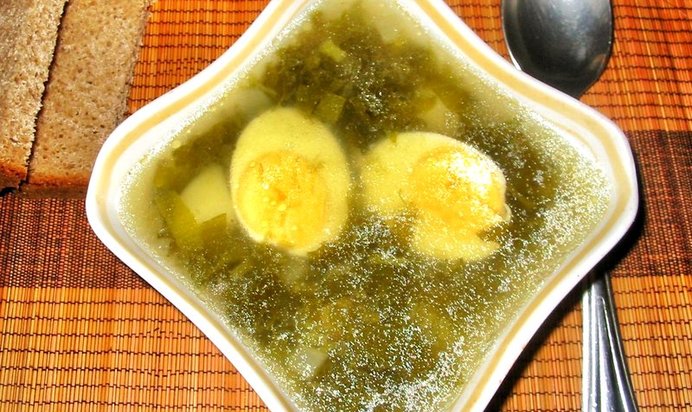 Щавелевый суп на овощном бульоне