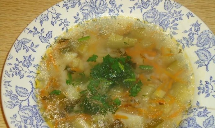 Рассольник с рисом веготорианский