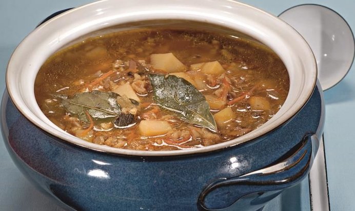 Овощной рассольник с грибами