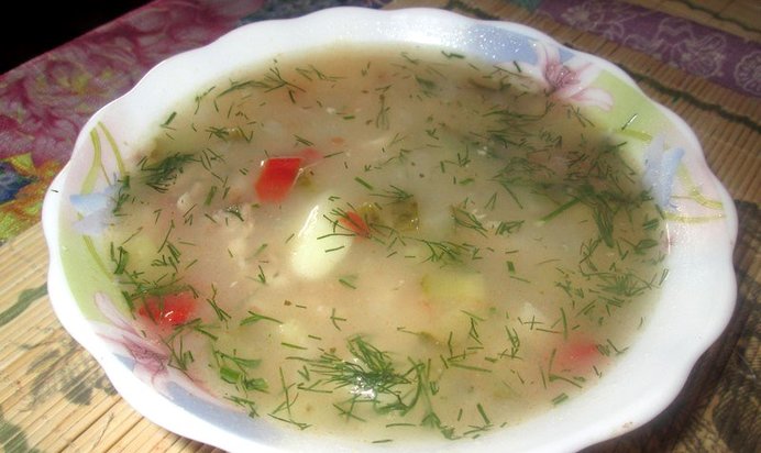 Рассольник со свининой